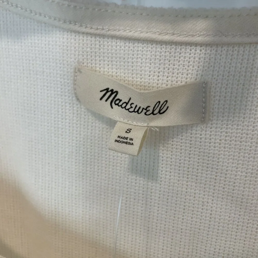 NWT Madewell Ribbed Square Neck Top Ivory Puff Sleeves Small Ottoman Sweater